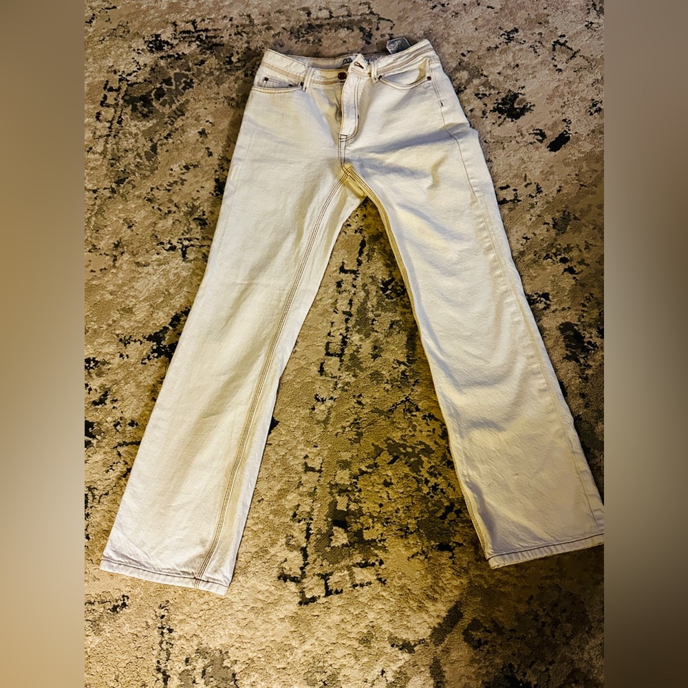 Zara Cream Colored Denim Pants